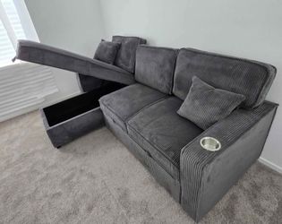 ✅️✅️Grey  Color Convertible Sectional W/ Cup Holder & W/ USB Port✅️✅️
