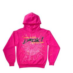 spider hoodie pink