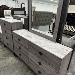 BRAND NEW GREY DRESSER W/ FAUX MARBLE TOP (NEW IN BOX 📦)