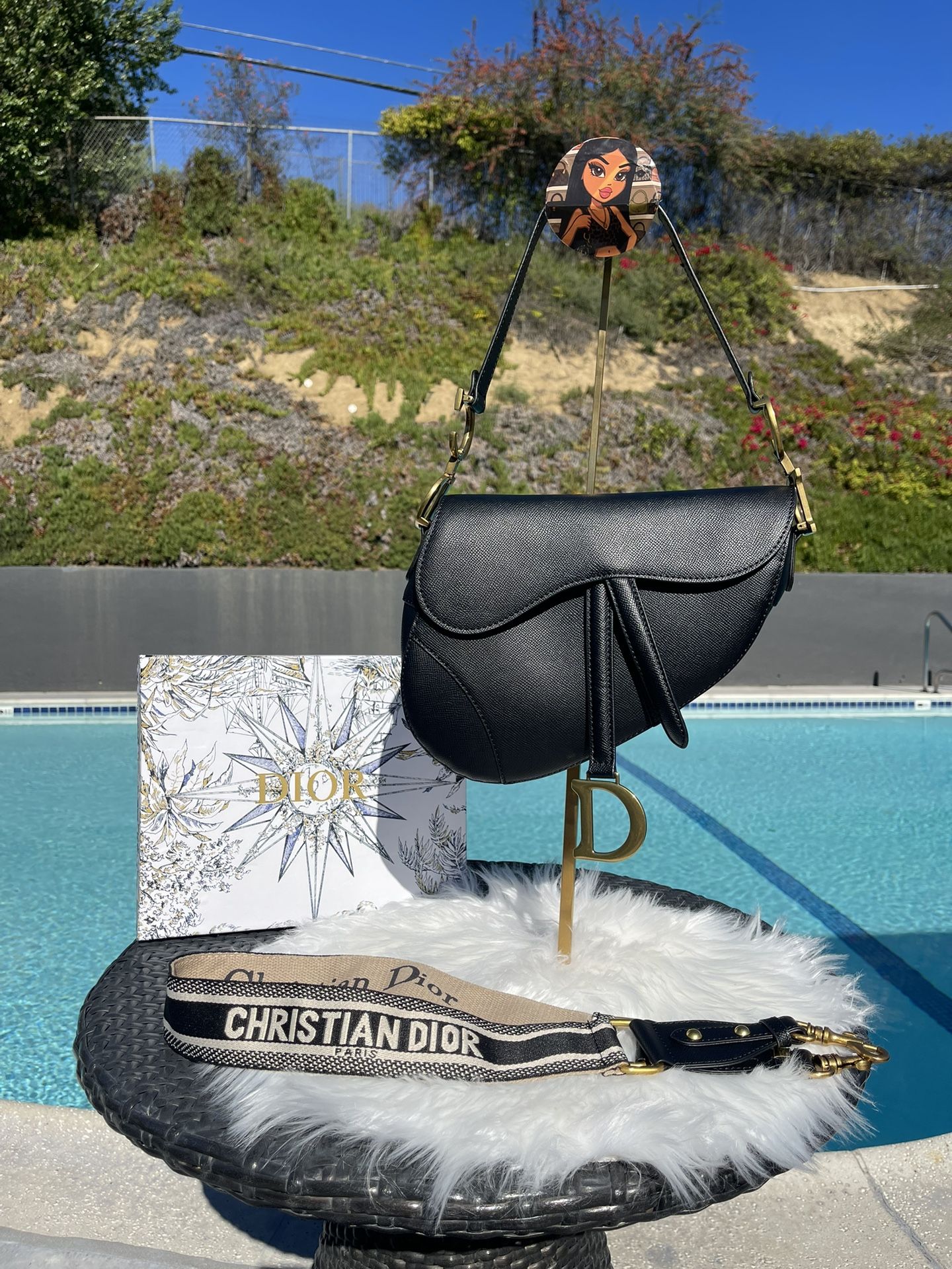 BLACK DIOR SADDLE BAG