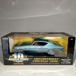 American Muscle, Ertl 1:18 Scale 1969 Chevrolet Chevelle SS 396, Glacier Blue ,New Sealed