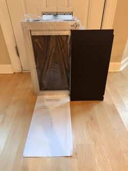 NEW in box Heavy Duty All Aluminum Large Dog Door for Wall, with 2 Magnetic Flaps