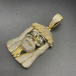 Jesus Ice Pendant Bling Brass