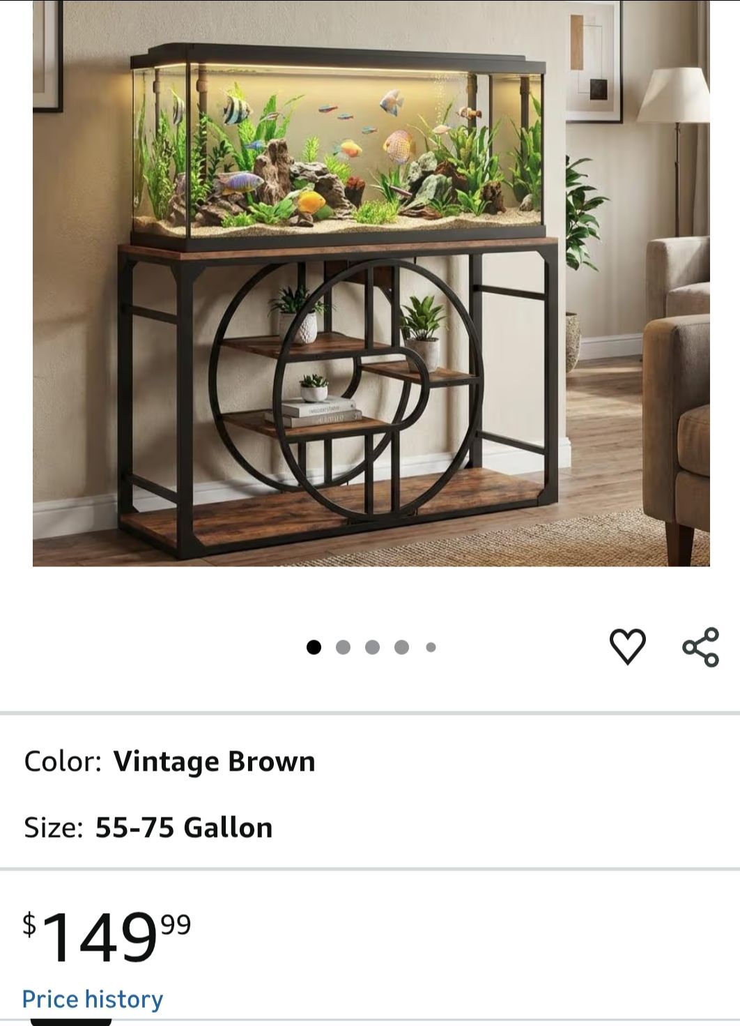 GarveeHome 55-75 Gallon Metal Aquarium Stand, Heavy-Duty Fish Tank Stand with Multi-Tier Storage Cabinet & Thickened Legs, Suitable for Turtle/Reptile