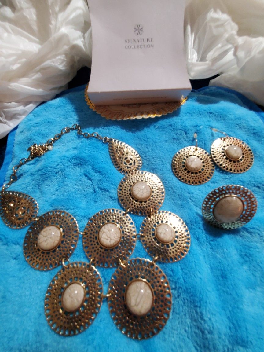 New Necklace, Earrings And Ring Set