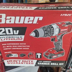 Bauer 1792C-C1 // 20V Hypermax Lithium 1/2" Hammer Drill  With Charger and One Battery 