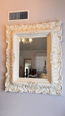 Ornate White Rococo Wall Mirror