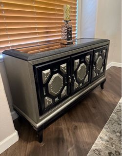 Glam Sideboard Cabinet with Nailhead Detail