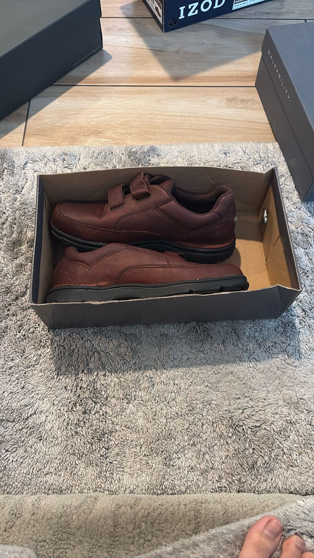 Brand New Sturdy Brown Velcro Shoes Size 10.5