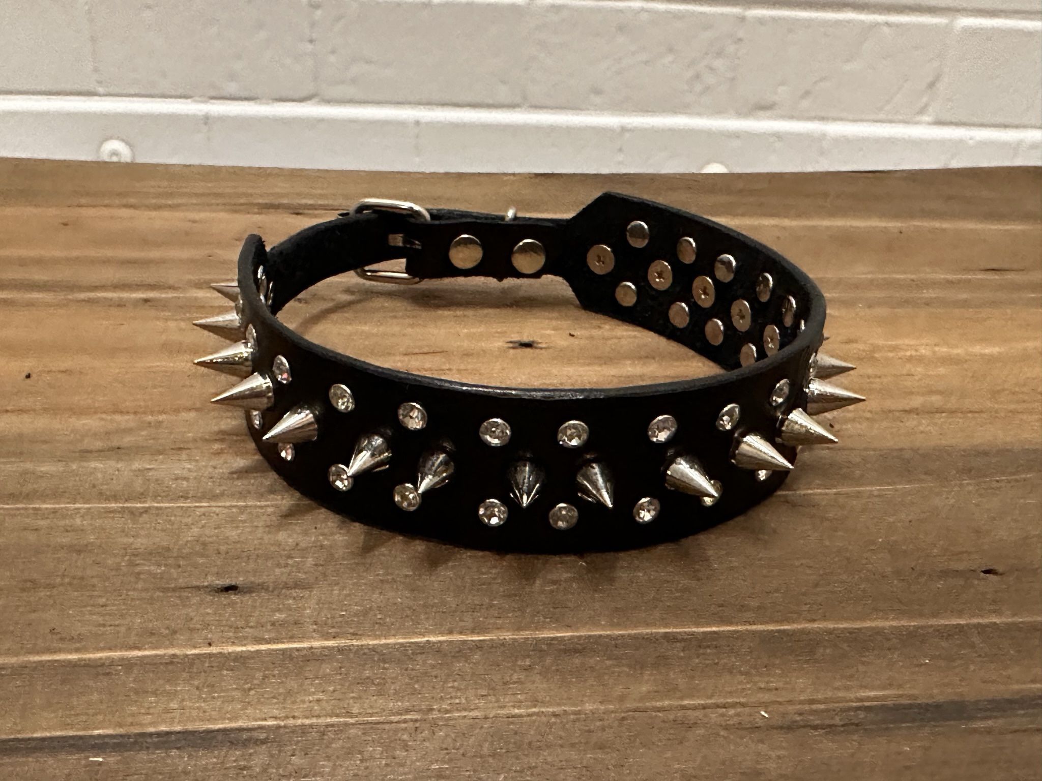 Leather Spike And Sparkle Dog Collar Small Dog