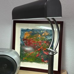 Vintage Ott-lite Desk Lamp Silver Metal- Brushed Nickel Finish-Adjustable