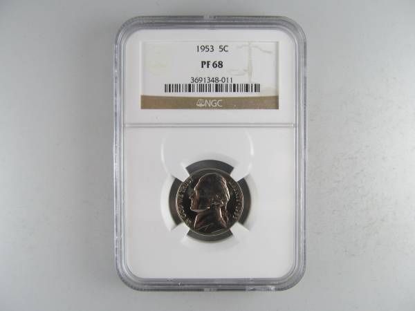 1953 Jefferson Proof Nickel, NGC PF-68 -- MEGA-RARE COIN IN THIS GRADE!