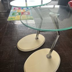 Two Tempered Glass Ivy Side Tables - Great Condition