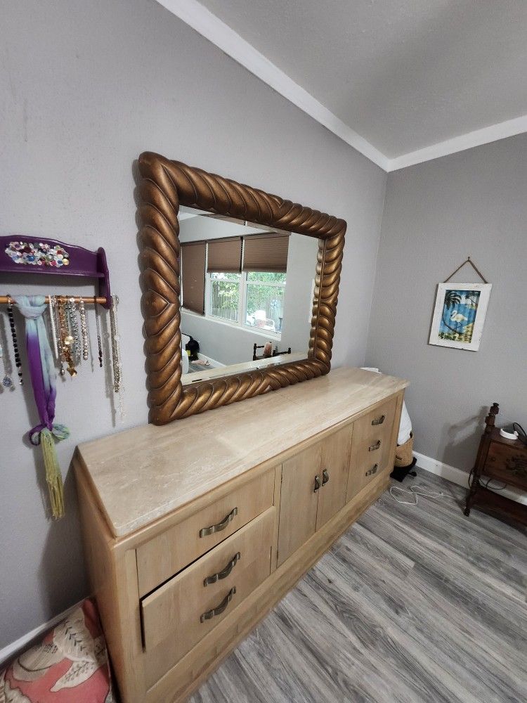 Marble Top Oak Dresser