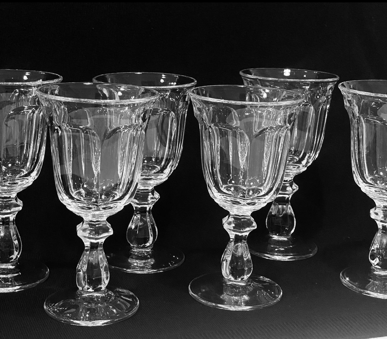 Vintage Heisey Colonial Clear Glass Water Wine Goblets Set of 6