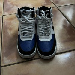 Men’s Nike Court Vision Mid Sneakers Black,white,blue Size 9.5