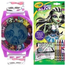 Mattel Monster High Girls LCD Animation Watch + Smart Device Coloring Book