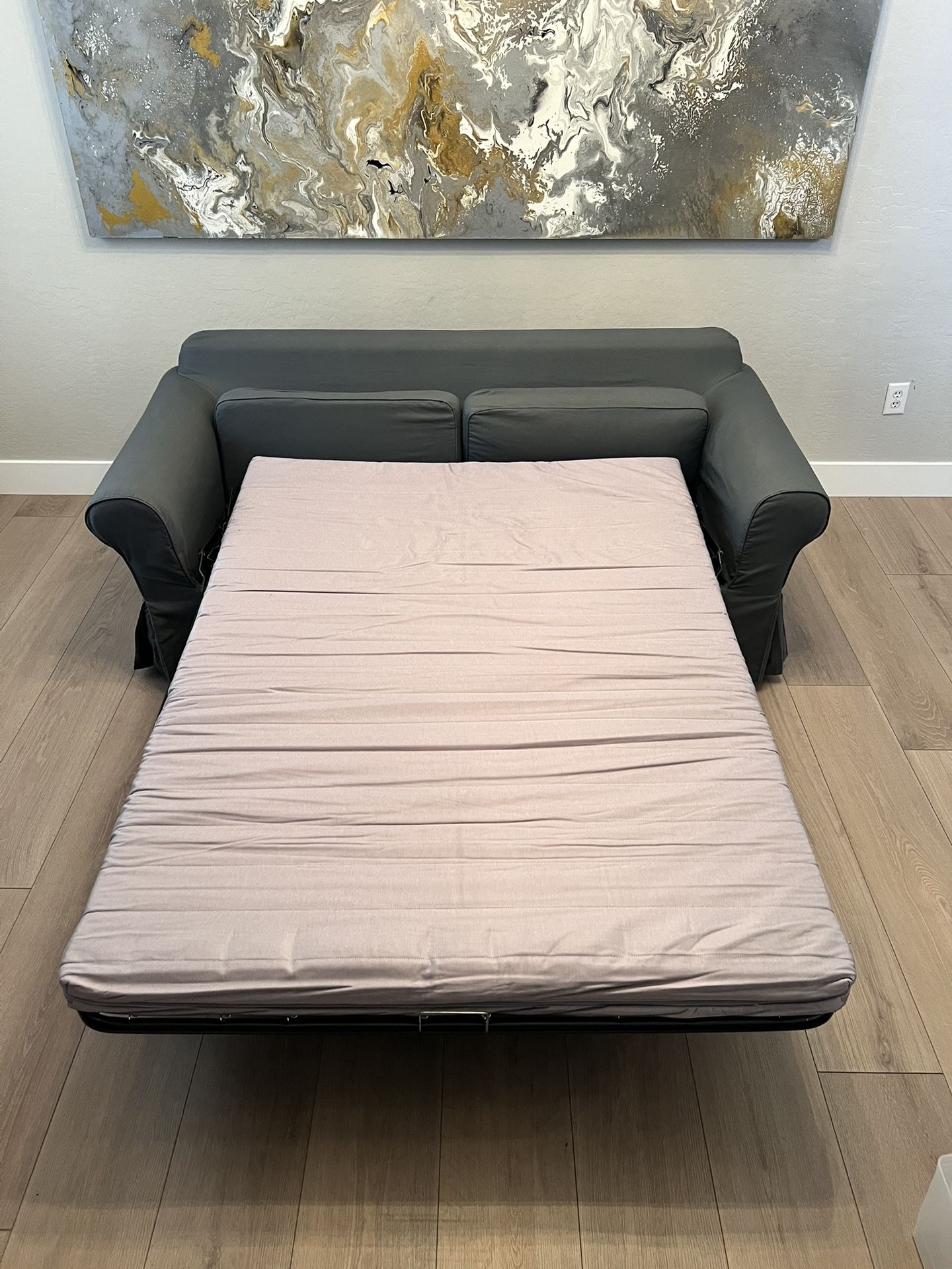Modern Grey Convertible Sofa-bed With Brand New Washable Cover