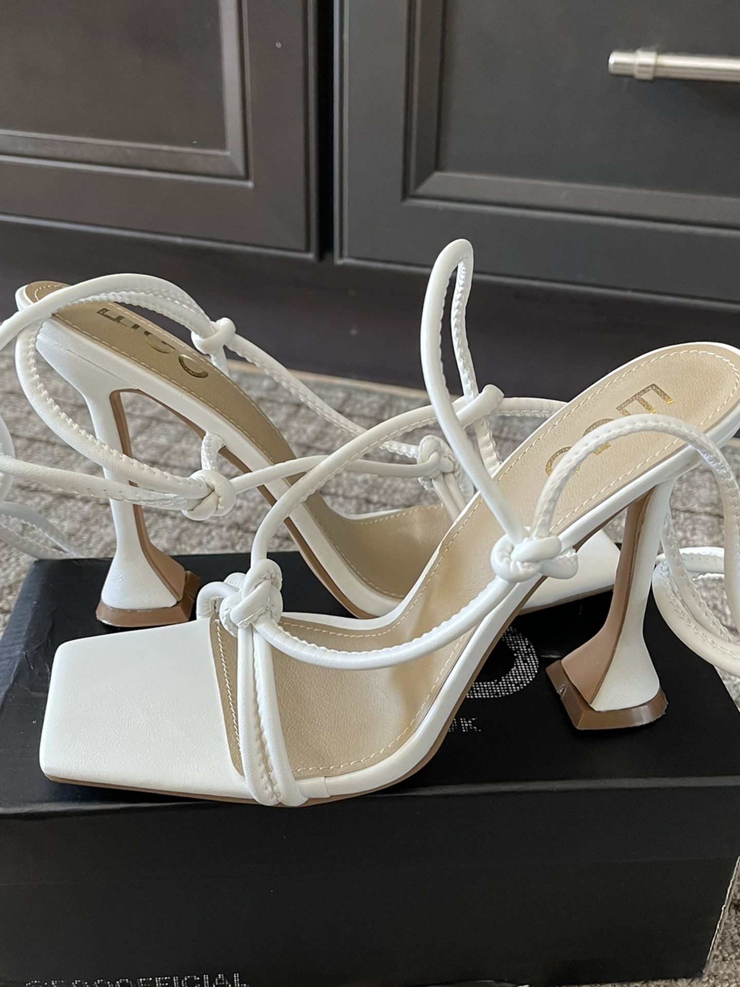 EGO SHOES: Fiat Lace Up Square Toe Sculptured Heel