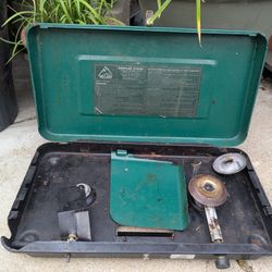 Free 2 Burner Stove Metal Case BROKEN Non Working Gas Propane Camp Stove Coleman Hillary Primus Gsi Folding Case Knob Tool Box msr rei