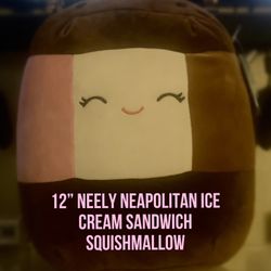 12” NEELY SQUISHMALLOW (NEOPOLITIN ICE CREAM SANDWICH)