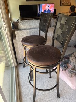 Set of 2 Swivel Barstools with Back Support