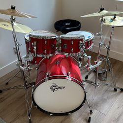 Gretsch Energy Five Piece Acoustic Drum Set Candy Apple Red Sabian Cymbals And Hardware