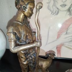 African Derme Morou Bronze Shepard Sculpture 