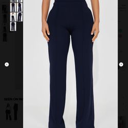 Ladies Size 2X (US 16-18) Navy Blue High Waist, Wide Leg Dress Pants