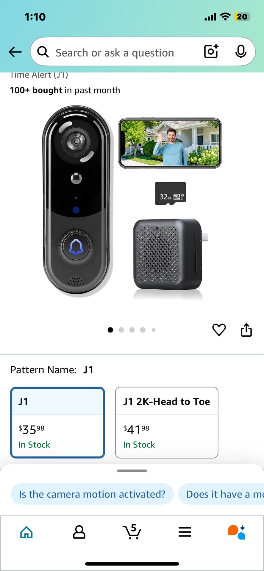 Doorbell Camera Wireless 1080P, No Monthly Fee, Video Doorbell with Chime, 32GB SD/Cloud Storage,Night Vision, Motion Detection,2 Way Audio, IP66 Weat