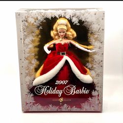 2007 Beautiful Holiday Barbie Collector Doll Red Velvet Christmas Dress Mattel