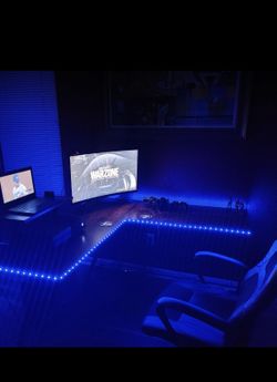 L Shaped Desk With LED Lights