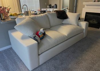 living spaces dream crypton sofa and ottoman - tiberius eggshell
