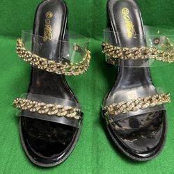 Cuuuute Sandals - Crystal / Gold Embellished