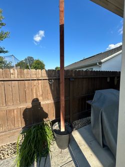 Pole with cement