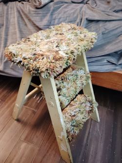 Vintage shag carpet step stool