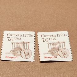 #1737, CARRETA 1770's 7.6 cents nonprofit, LOT OF 2 STAMPS
