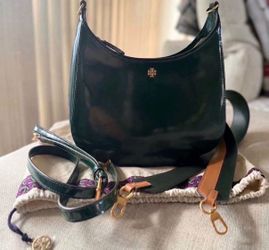 Tory Burch Dark Green Patent Leather Shoulder Bag