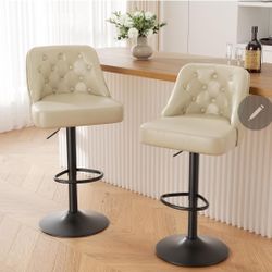 Adjustable Counter Height Bar Stool - Faux Leather- set of 2