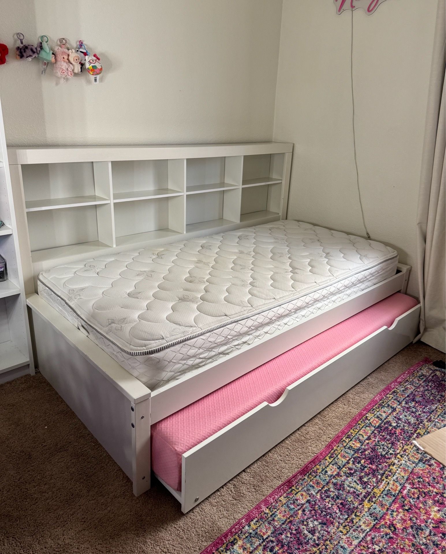 White Twin Bookcase Daybed with Trundle