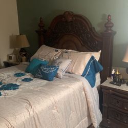 Bed Frame With 2 Nights Stands And A Large Matching Dressing With Wall Mirror.