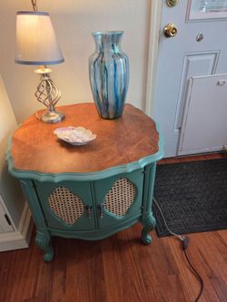 French Provincial Cane Door End Table