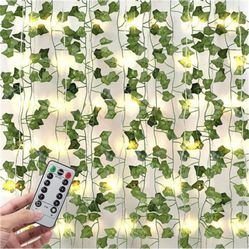 84Ft 12 Pack Artificial Ivy Garland Fake Plants, Ivy Leaves with 80 LED Lights