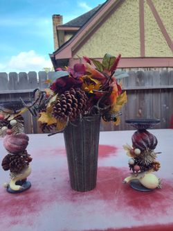 Fall Floral Arrangement in Metal Vase