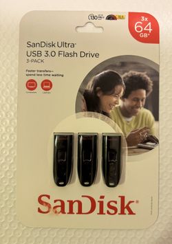 3 pack SanDisk 64gb USB 3.0 Flash Drive Total 192Gb New in Retail Package