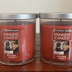 Yankee Candle KITCHEN SPICE SCENT Small 7 Oz Ounce Tumbler Candles Set Pair NEW