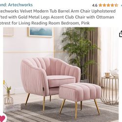 Pink Chair And Ottoman