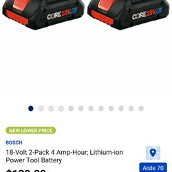 2-pack Bosch 4.0 18v Batteries