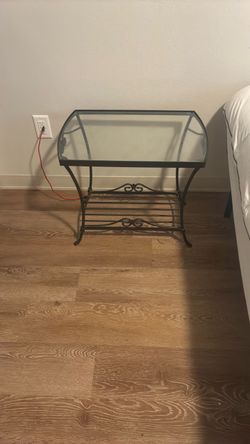 Glass Top Wrought Iron End Table