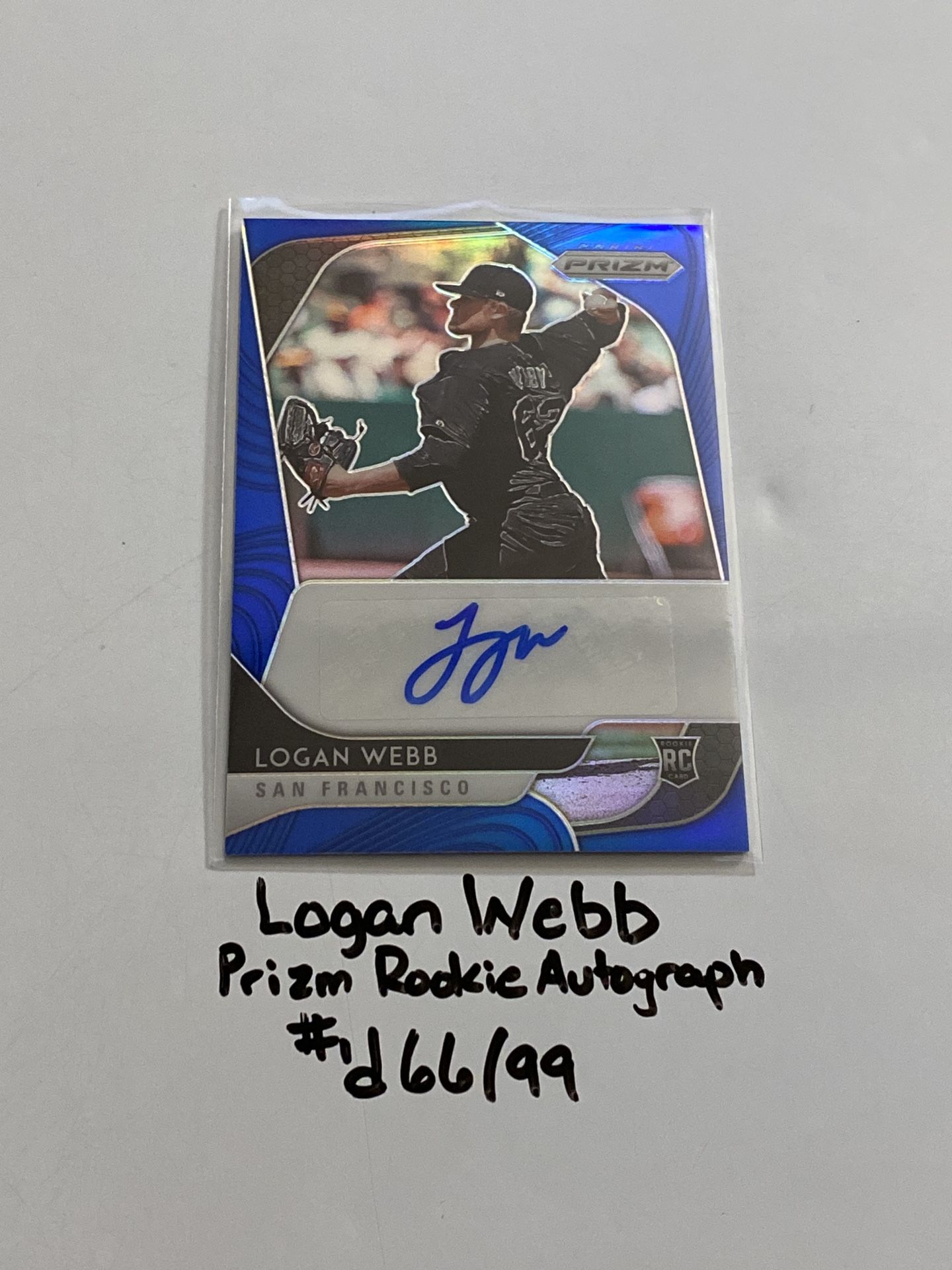 Logan Webb San Francisco Giants Pitcher Prizm Short Print Autograph Insert Rookie Card.